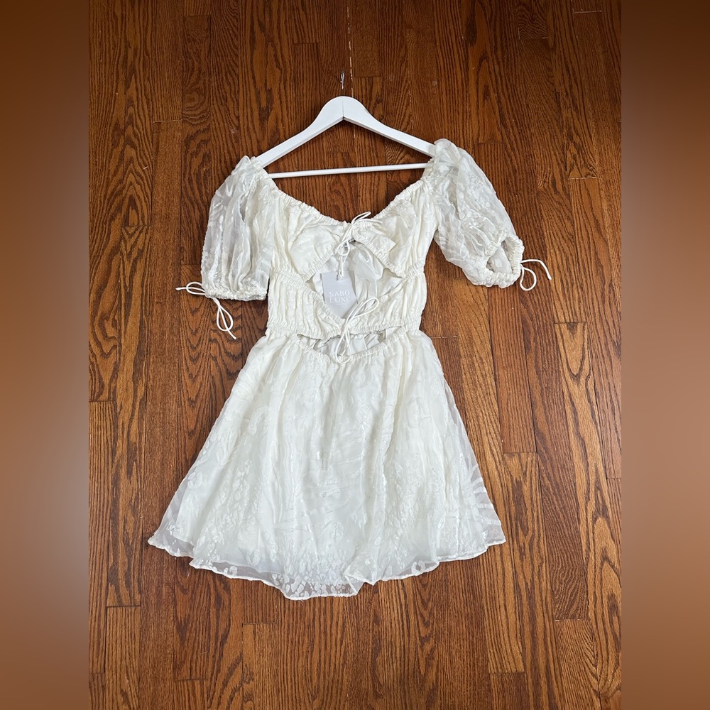 Sabo Skirt Cutout White Dress, White Dress, Beach Dress, Bridal